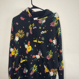 Floral Patterned Black Nike Pullover Hoodie